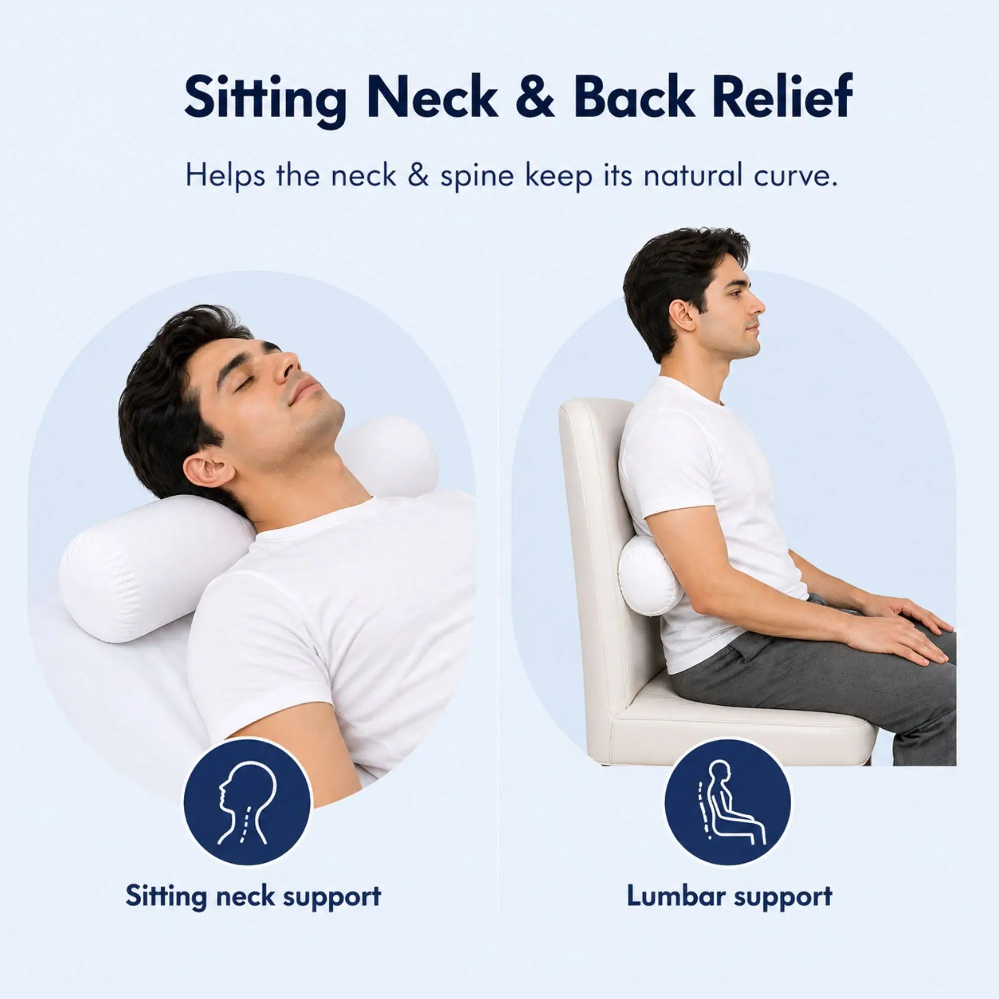 Neck Roll Pillow for Neck Support & Pain Relief - Image 3